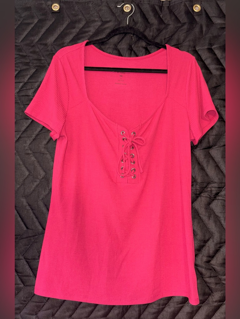 Torrid Ribbed Lace Up Top - Picture 2 of 6